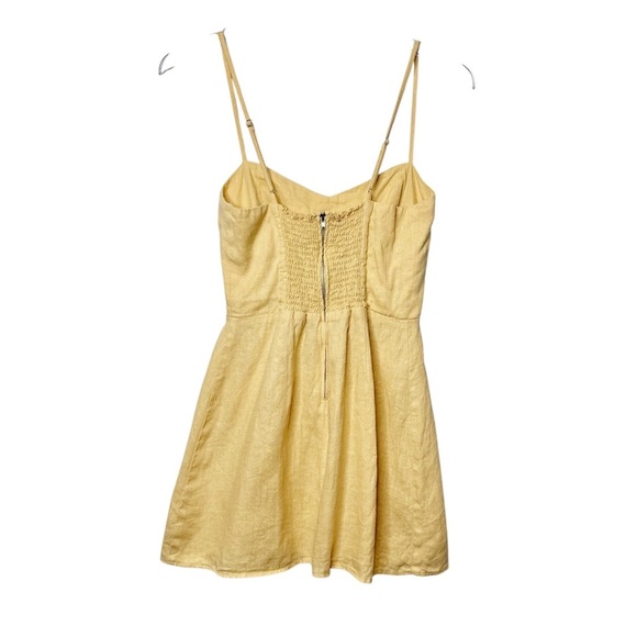 Reformation Roarke Butter Yellow Linen Women’s Strappy Mini Dress Sz 6 - Picture 11 of 15